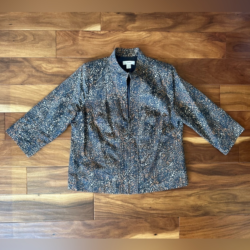 CJ Banks Zip Up Dressy 3/4 Sleeve Jacket size X (XL 14)